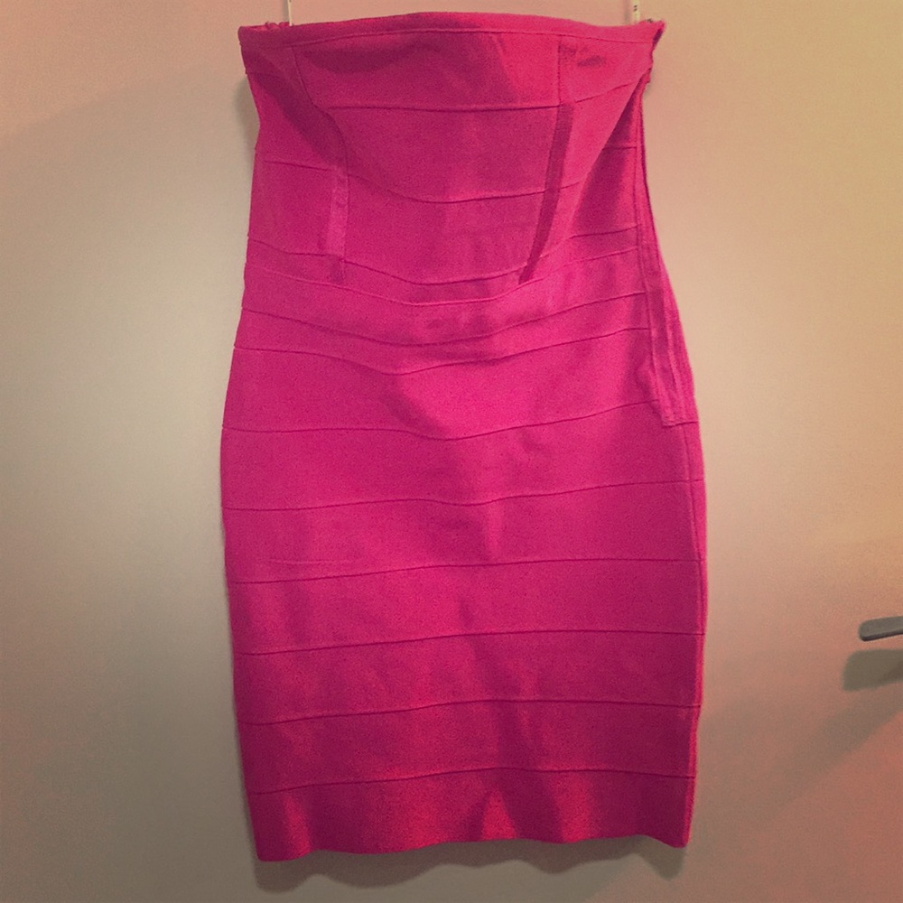 Hot pink strapless dress
